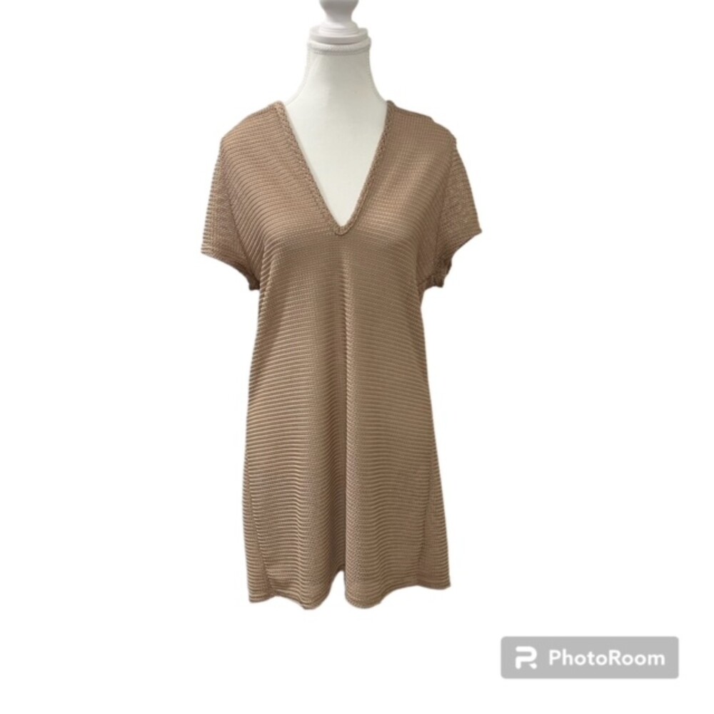 Jordan Taylor Womens S Taupe Crochet Knit Hooded Beach Swimsuit Cover Up Tunic